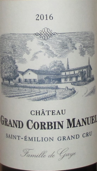 2016 Chateau Grand Corbin Manuel, Saint-Emilion, Bordeaux, Frankrig