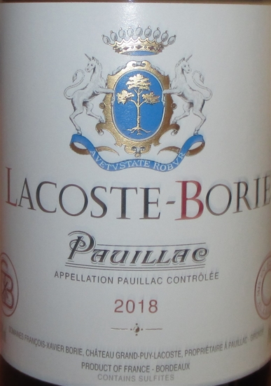 2018 Lacoste-Borie, Pauillac, Bordeaux, Frankrig