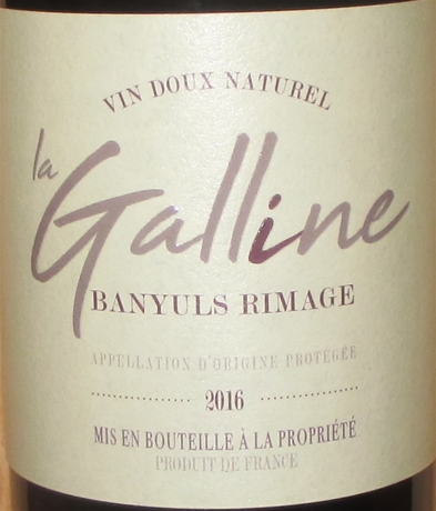Banyuls Rimage, Vin doux Natural Rouge, La Galline, Frankrig