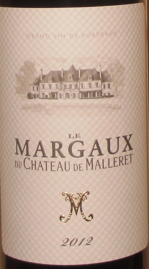 2012 Le Margaux du Chateau Malleret, Margaux, Bordeaux, frankrig