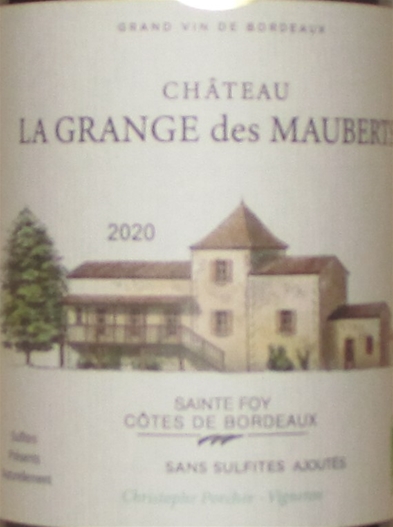 2020 Chateau La Grange des Mauberts, Sainte-Foy Côtes de Bordeaux, Frankrig