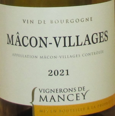 2021 Macon Villages Blanc, Vignerons de Mancey, Bourgogne, Frankrig