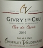 2016 Givry 1. Cru "Clos de Choue", Domaine Chofflet-Valdenaire, Bourgogne, Frankrig