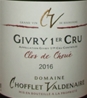 2016 Givry 1. Cru Clos de Choue, Domaine Chofflet-Valdenaire, Bourgogne, Frankrig