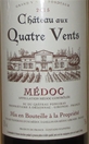 2015 Château aux Quatre Vents, Medoc, Bordeaux, Frankrig